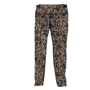 Free People Movement Leggings Size XS Eden Floral Active Wear Black Orange Yoga